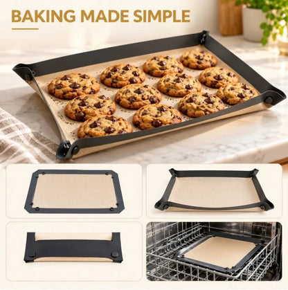 2-in-1 Non-Stick Silicone Baking Mat with Snap-Up Edges for Easy Baking & Cleanup