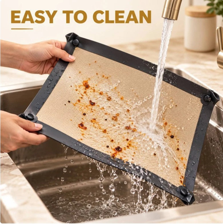 2-in-1 Non-Stick Silicone Baking Mat with Snap-Up Edges for Easy Baking & Cleanup